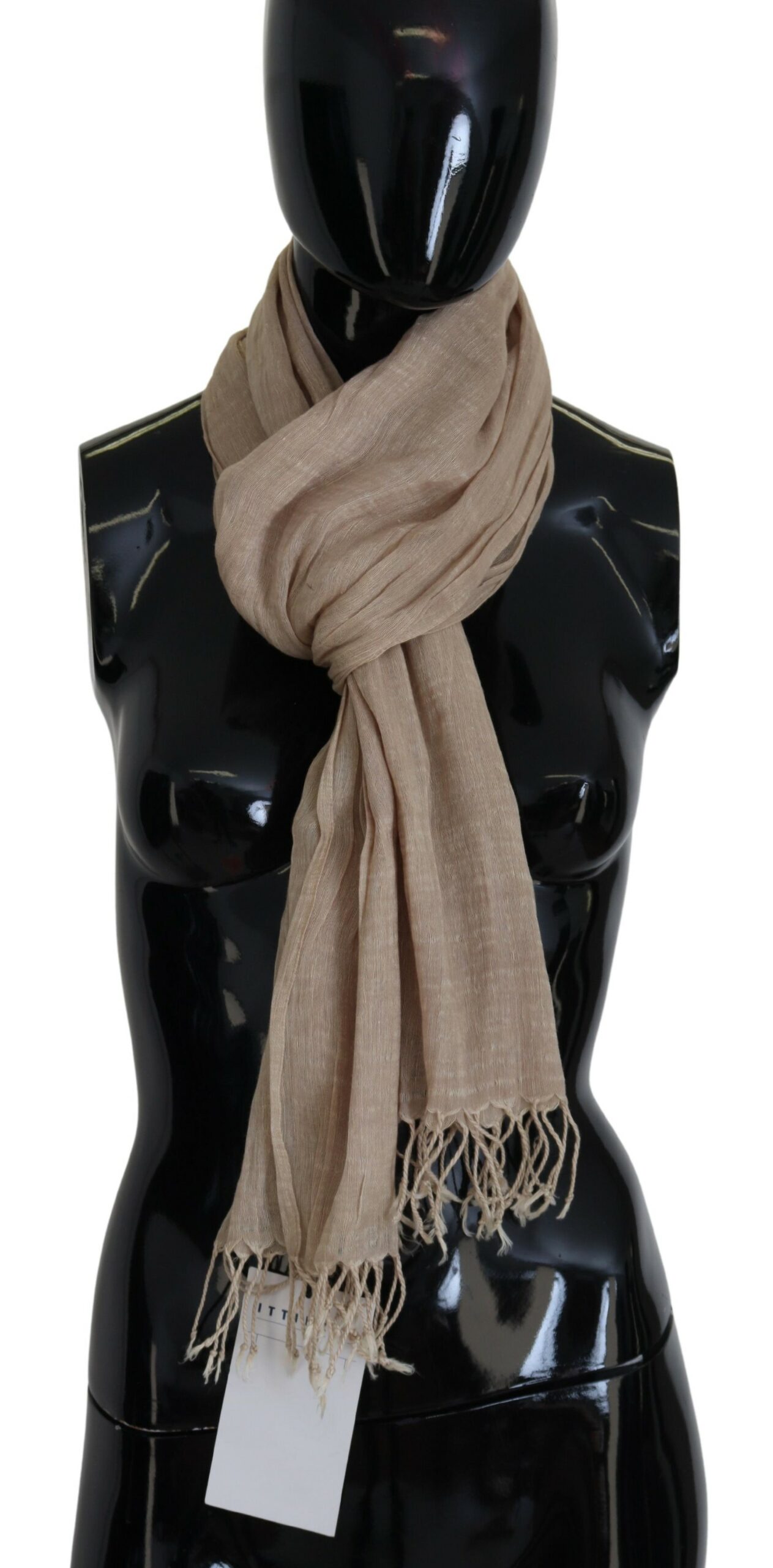 Costume National - Beige Cotton Shawl Foulard Fringe Scarf