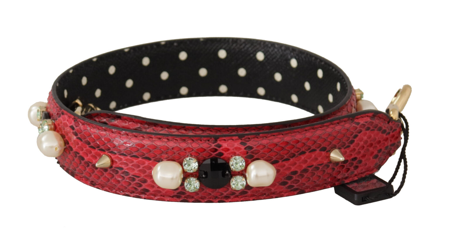 Dolce & Gabbana - Red Python Leather Crystals Reversible Shoulder Strap