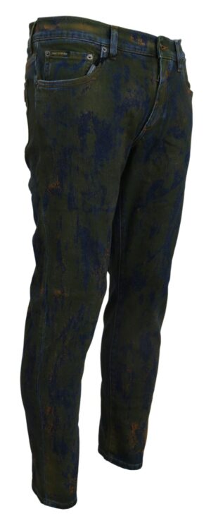 Blue Green Skinny Cotton Denim Jeans