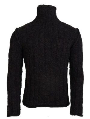 Brown Wool Knit Turtleneck Pullover Sweater