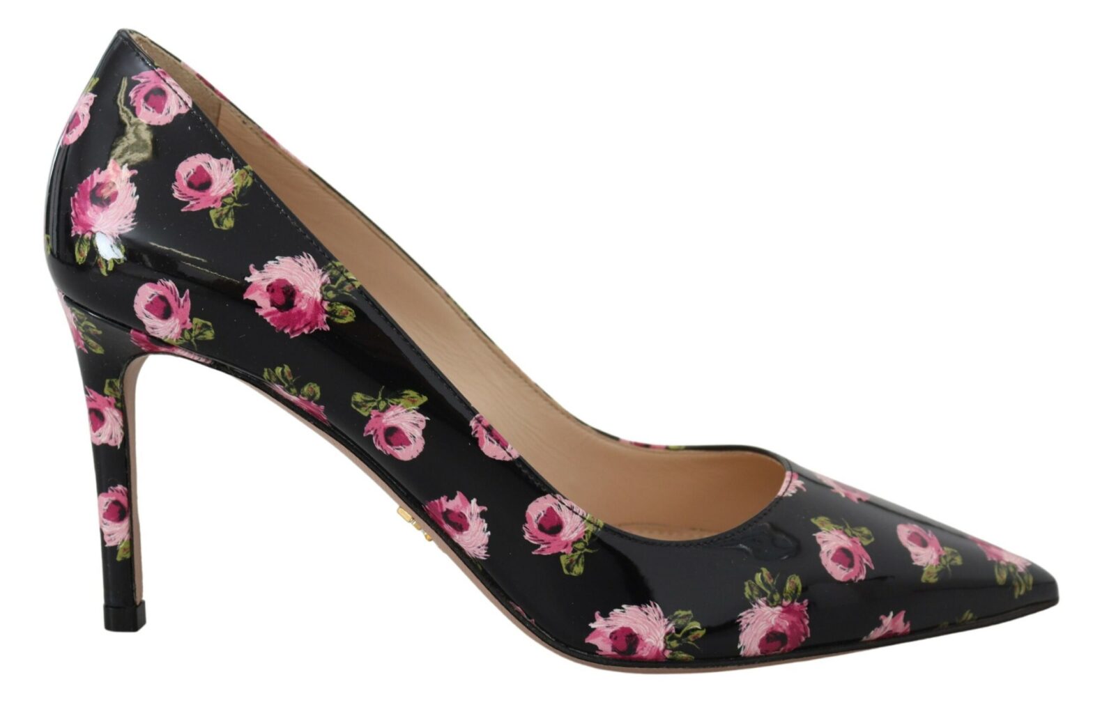 Prada - Black Leather Floral Heels Stilettos Pumps