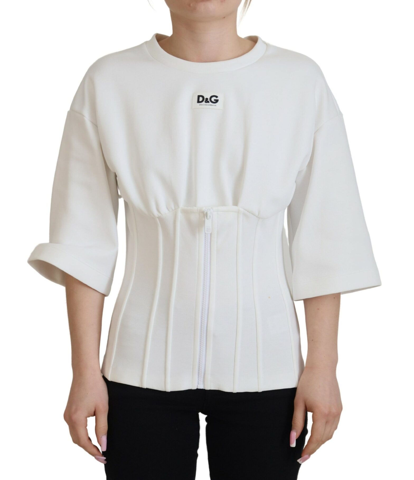 Dolce & Gabbana - White Corset Stretch Cotton Top T-shirt