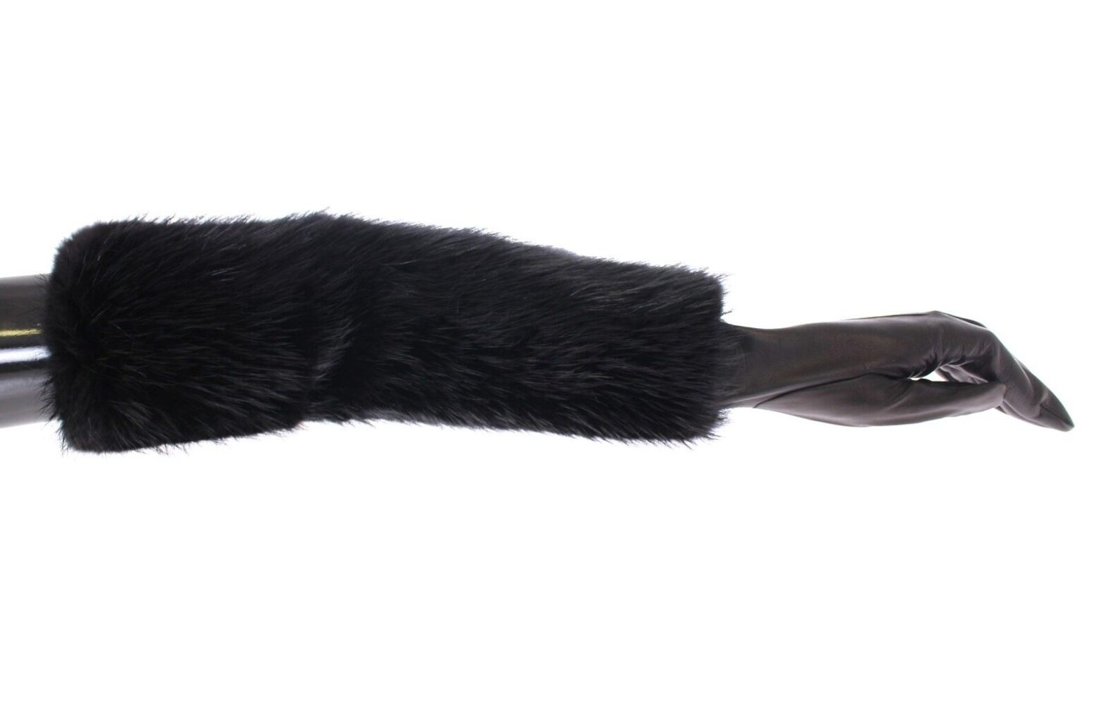 Dolce & Gabbana - Black Beaver Fur Lambskin Leather Elbow Gloves