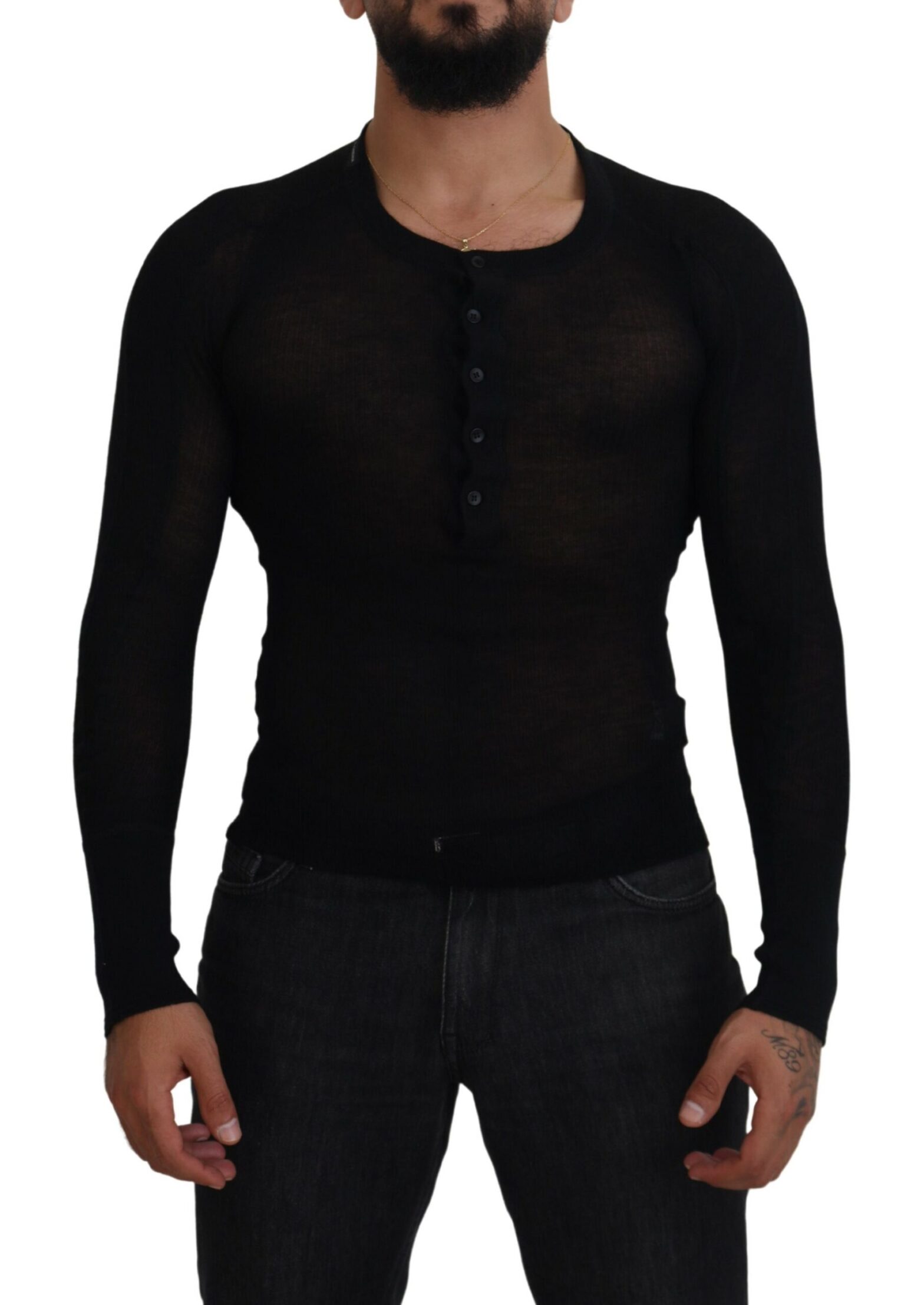 Dolce & Gabbana - Black Cashmere Button Pullover Sweater