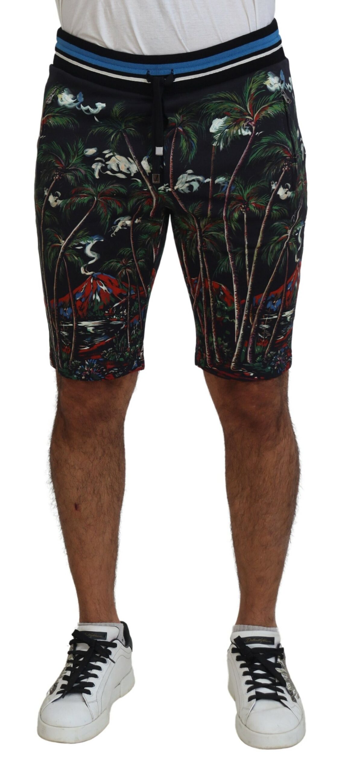 Dolce & Gabbana - Black Cotton Volcano Print Casual Shorts