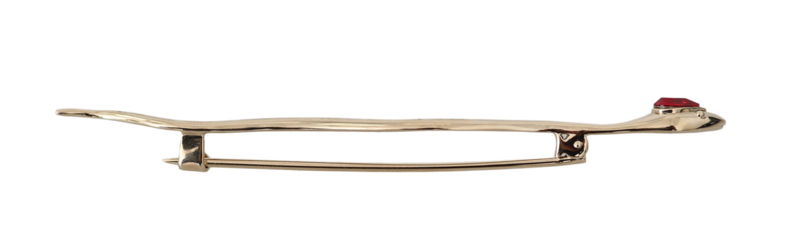 Dolce & Gabbana - Silver Brass Crystal Spilla Serpente Brooch Pin