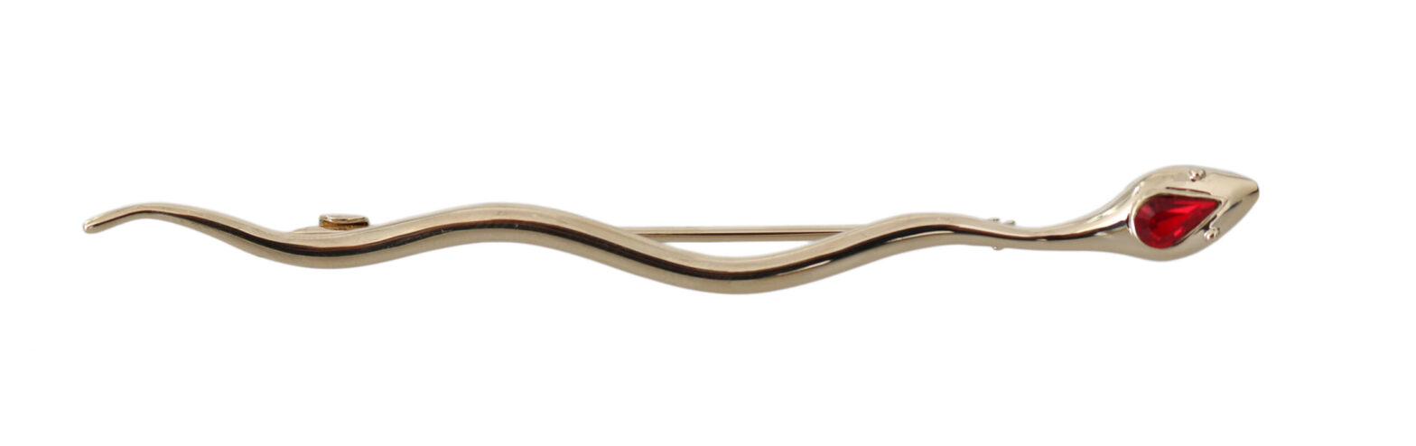 Dolce & Gabbana - Silver Brass Crystal Spilla Serpente Brooch Pin