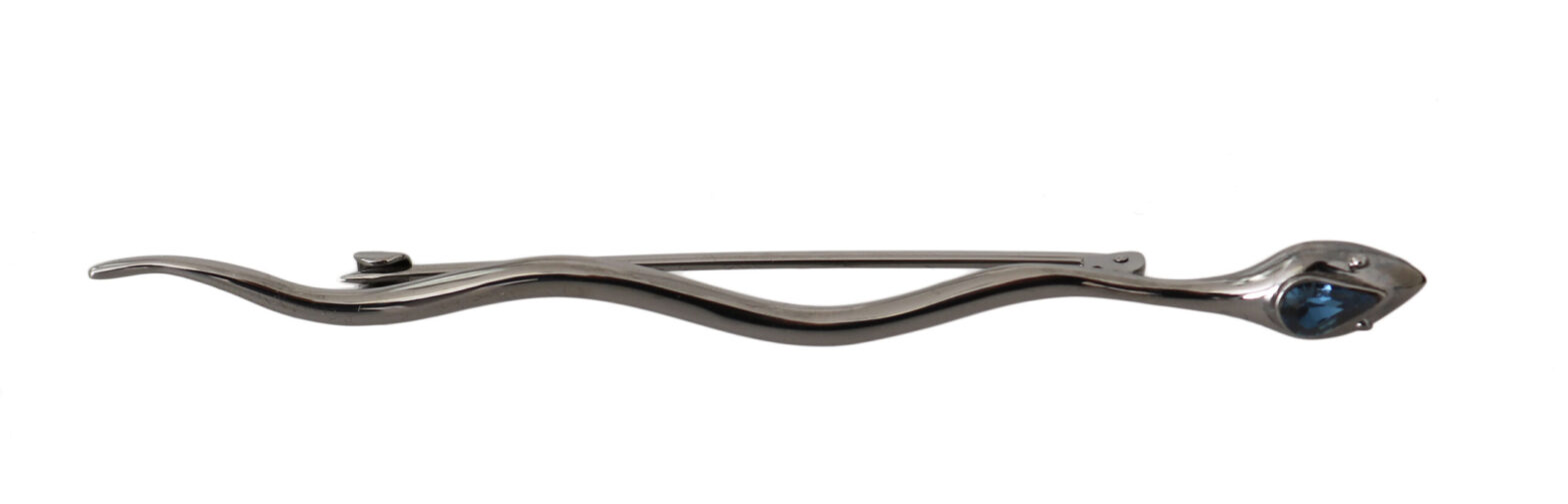 Dolce & Gabbana - Silver Brass Crystal Spilla Serpente Brooch Pin