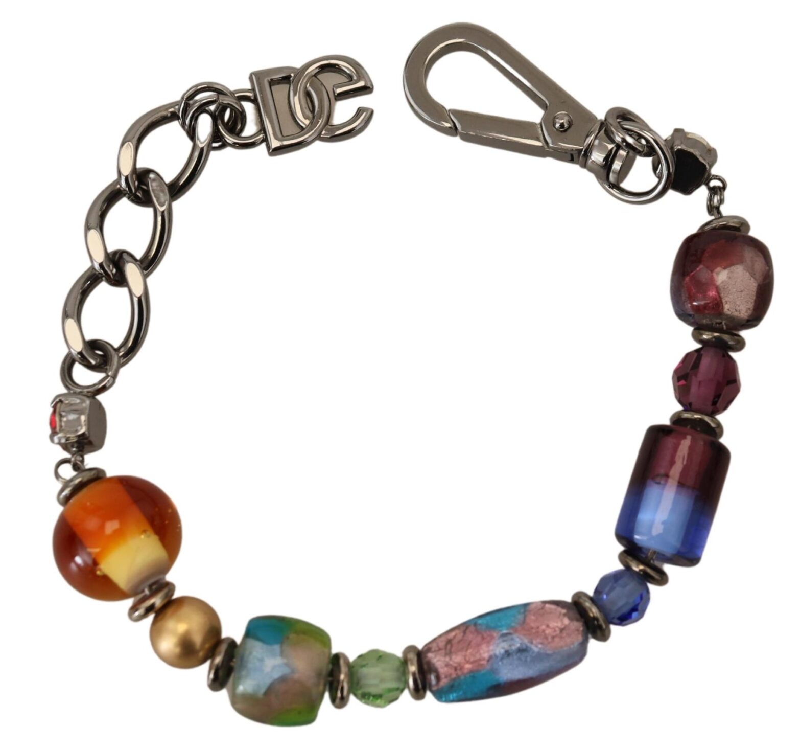 Dolce & Gabbana - multicolor Silver Chain Brass Beaded Lobster Clasp Bracelet