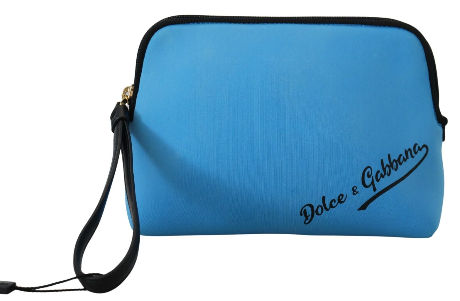 Dolce & Gabbana - Blue Logo Print Hand Pouch Leopard Print Toiletry Bag