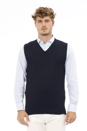 Blue Viscose Men Jacket