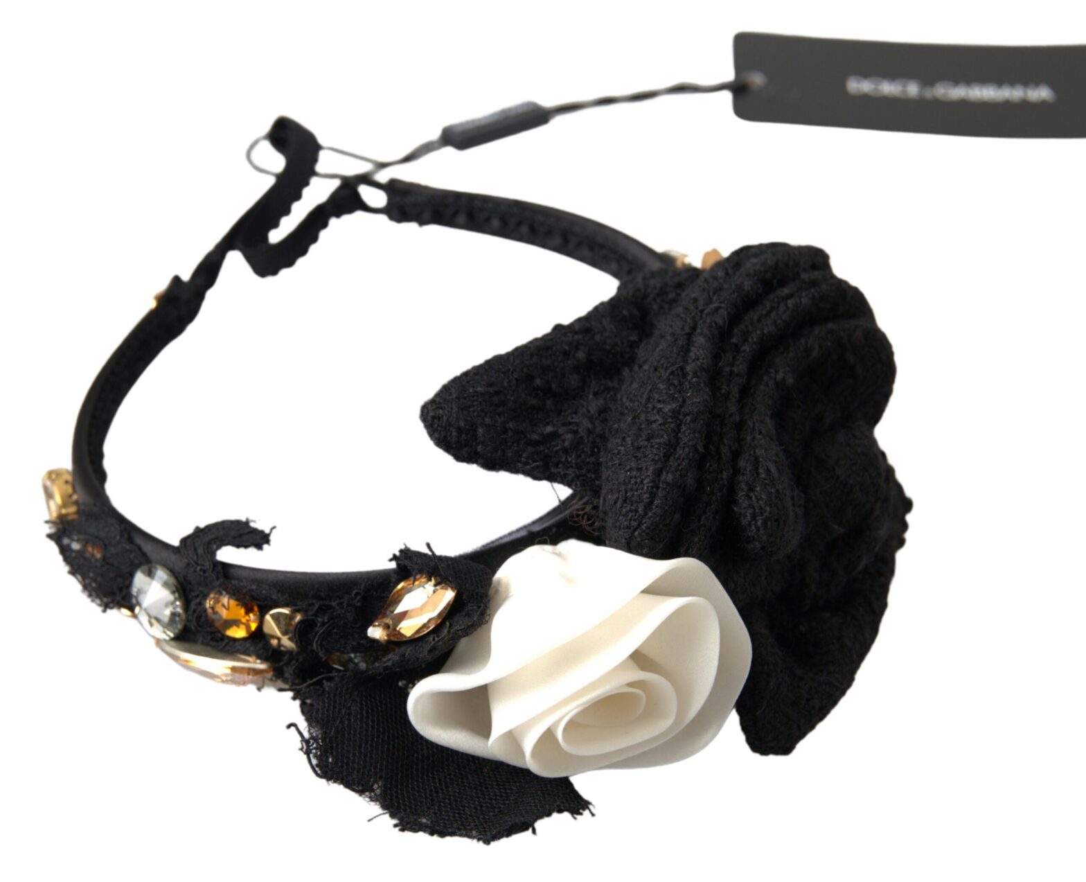 Dolce & Gabbana - Diadem Headband Tiara White Rose Crystal Hair Gold