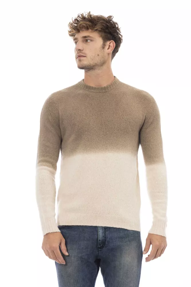 Alpha Studio - Beige Alpaca Men Sweater