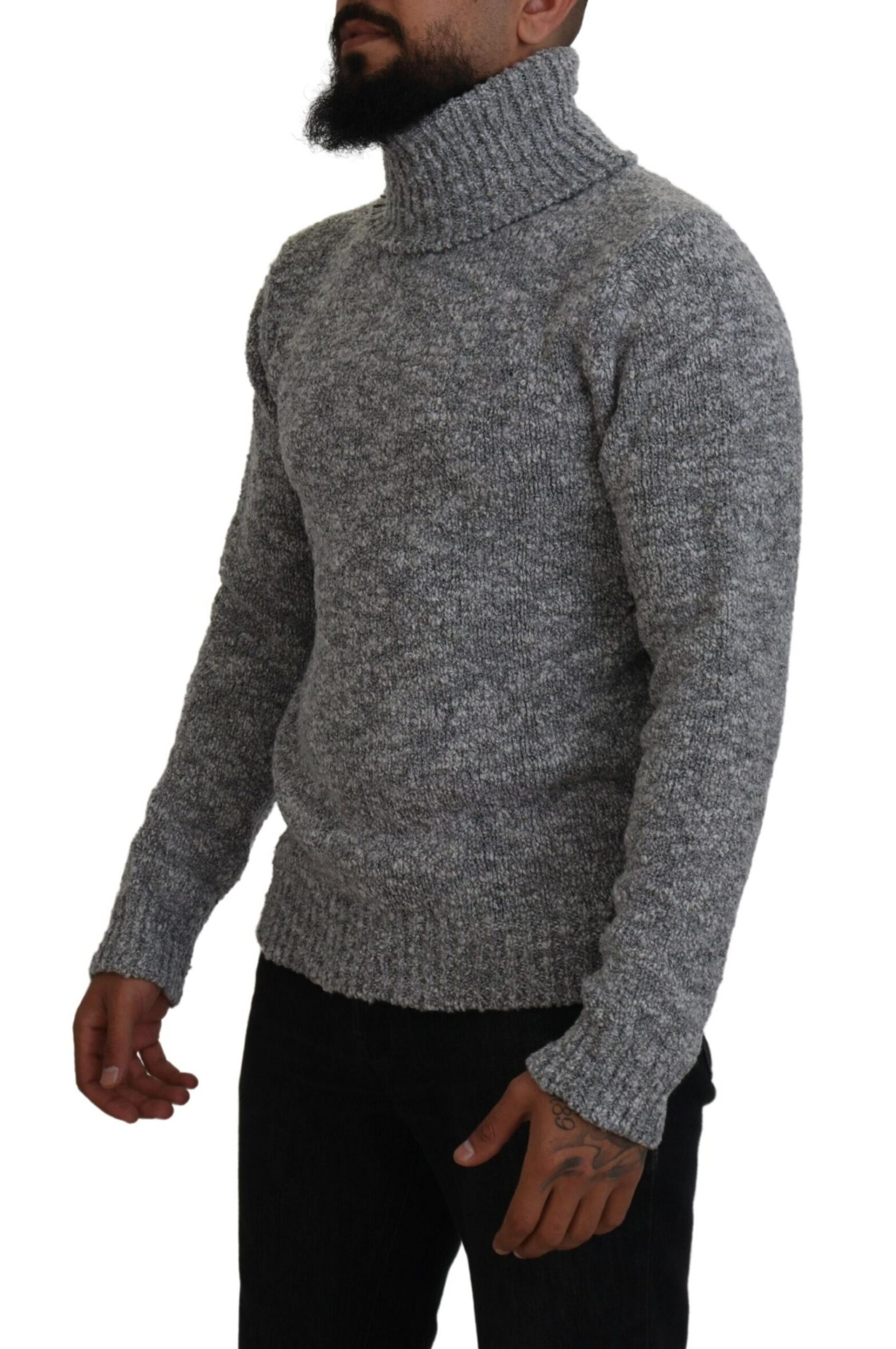 Dolce & Gabbana - Gray Wool Knit Turtleneck Pullover Sweater