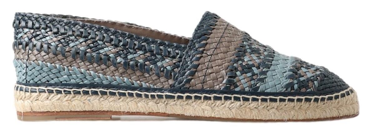 Dolce & Gabbana - Blue Gray Leather Buffalo Espadrille Shoes