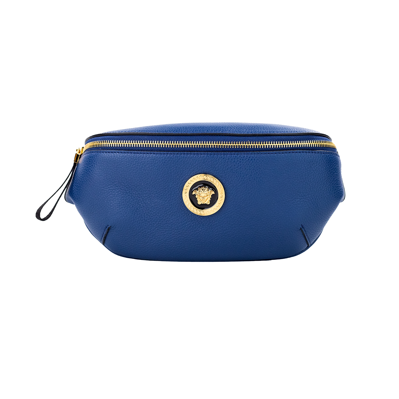 Versace - Small Navy Calf Leather Medusa Pendant Fanny Waist Pack Belt Bag