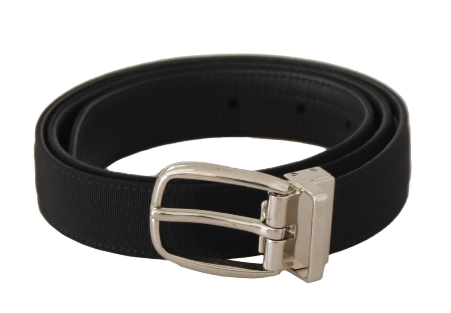 Dolce & Gabbana - Belt Black Calf Leather Silver Tone Metal Buckle