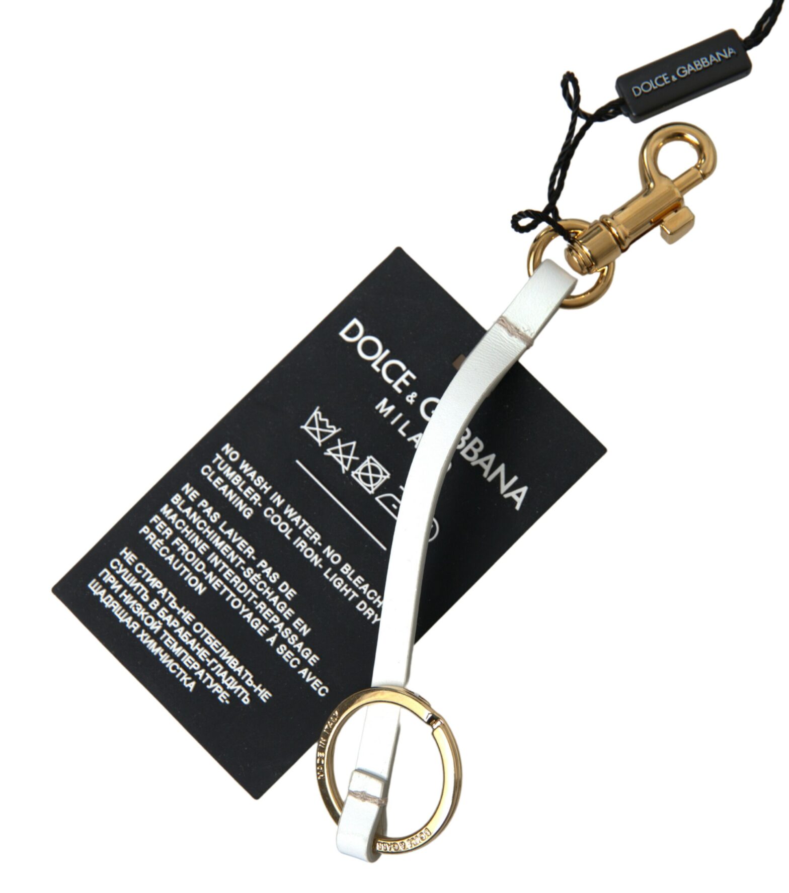 Dolce & Gabbana - Black Silicone DG Logo Gold Brass Keychain