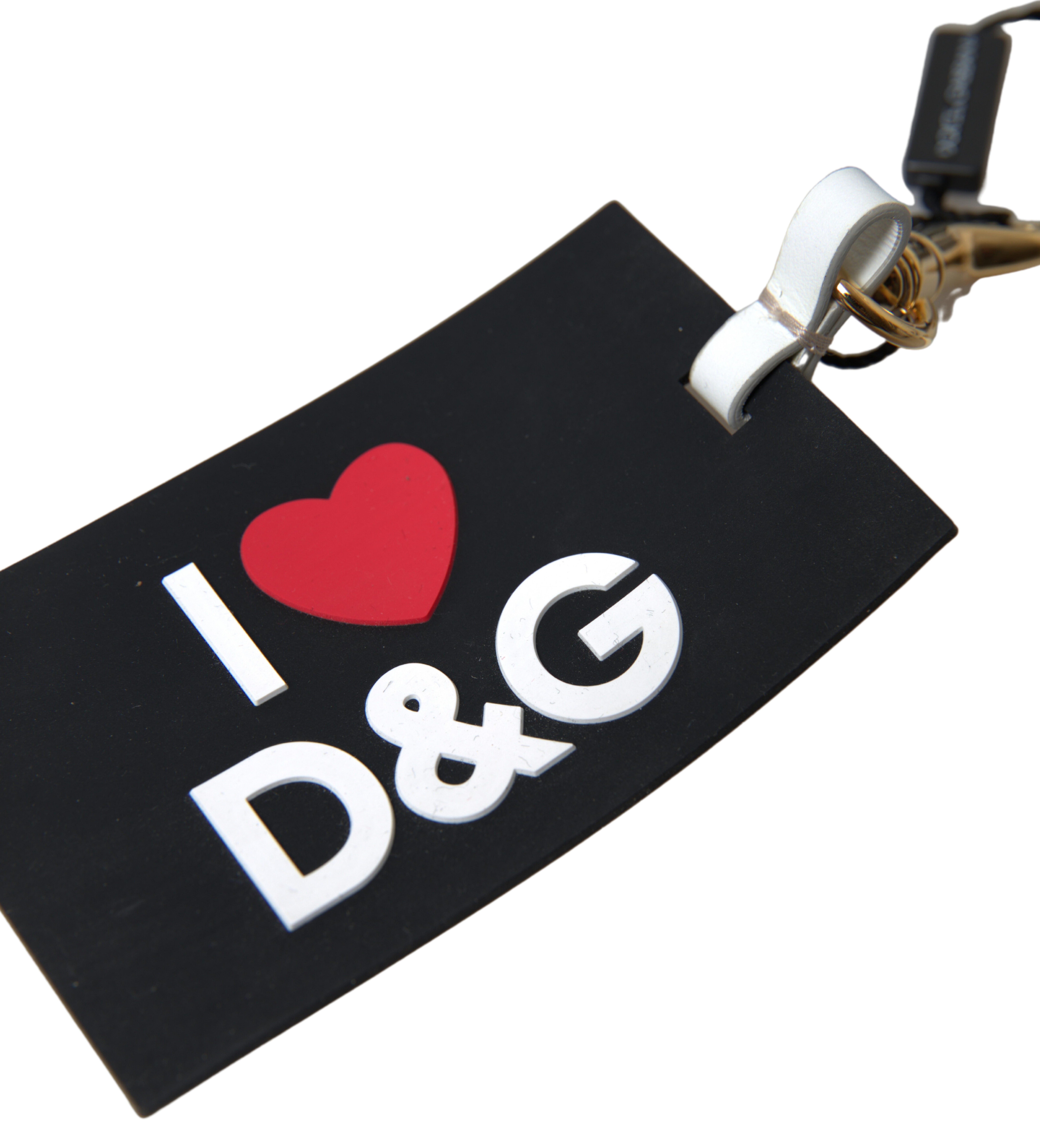 Dolce & Gabbana - Black Silicone DG Logo Gold Brass Keychain