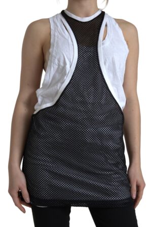 Black White Crewneck Sleeveless Tank Top