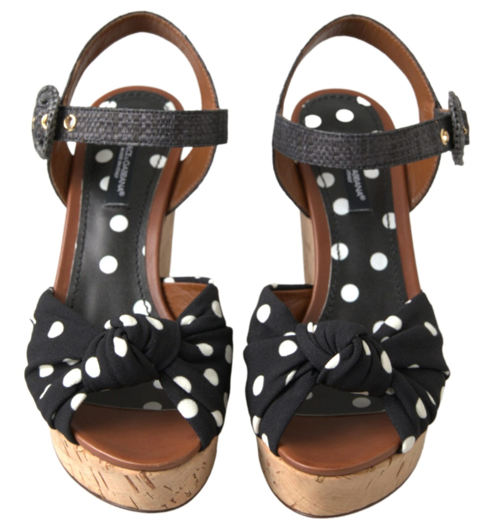 Dolce & Gabbana - Black  Wedges Polka Dotted Ankle Strap Shoes Sandals