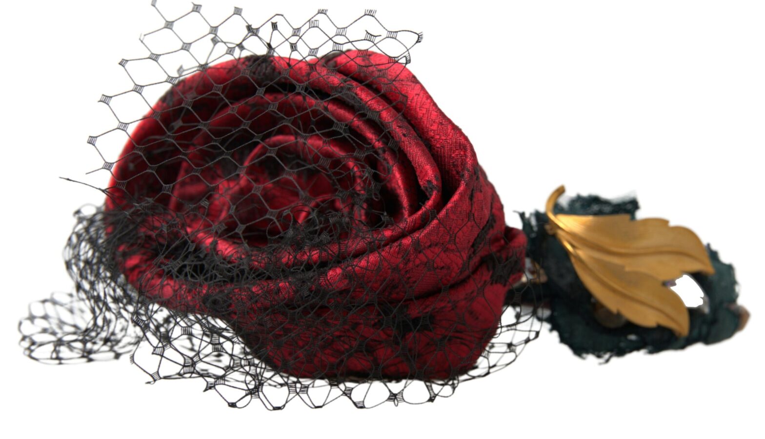 Dolce & Gabbana - Red with multicolor Rose Silk Crystal Netted Logo Diadem Headband