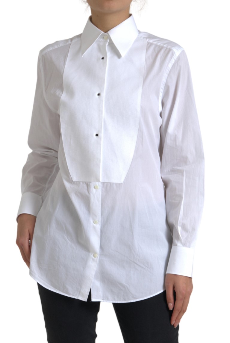 Dolce & Gabbana - Cotton Collared Long Sleeves Shirt White
