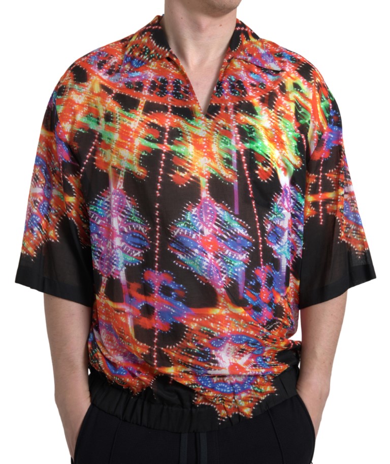 Dolce & Gabbana - Multicolor Luminarie Print Men Cotton Shirt