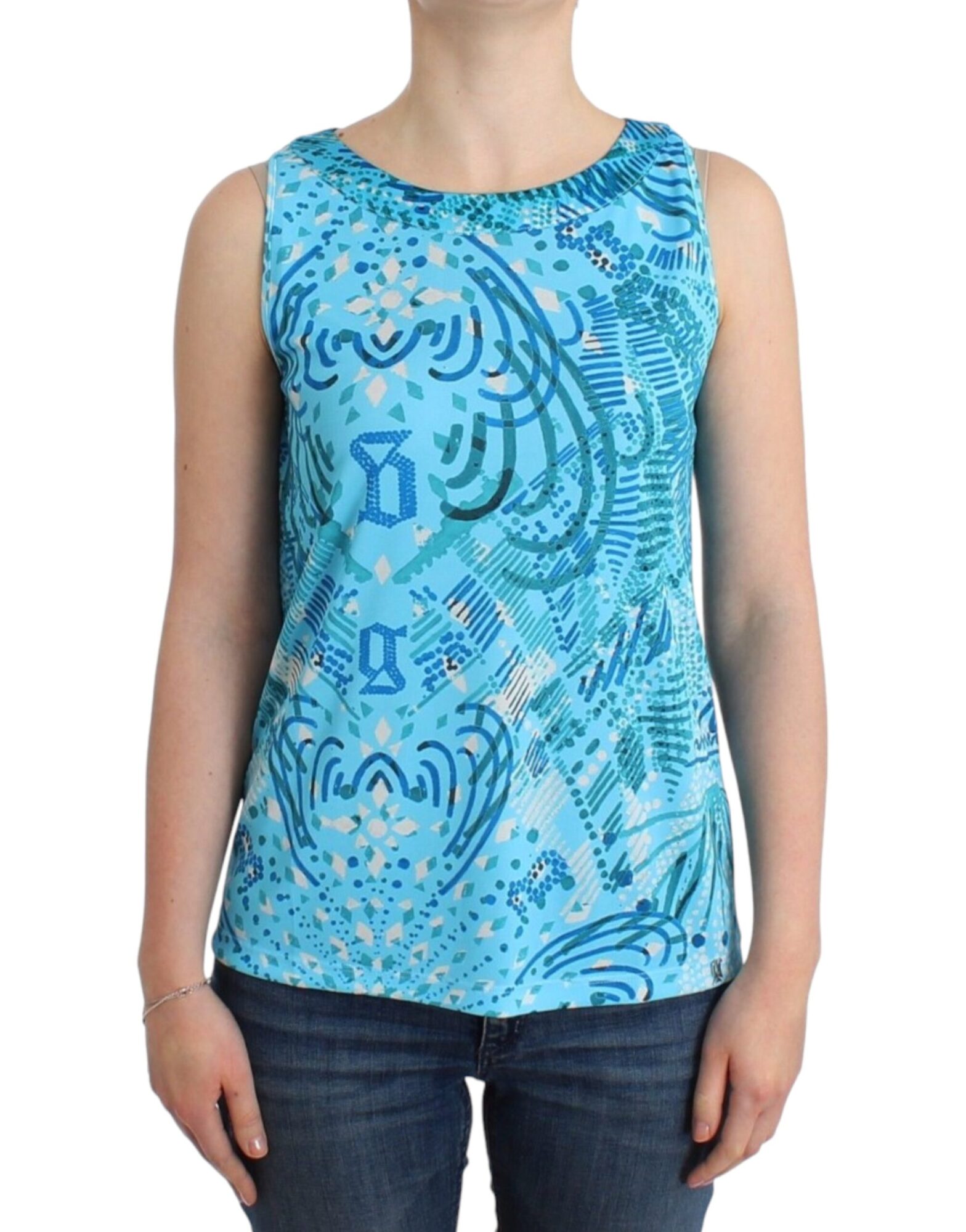John Galliano - Blue printed tank top