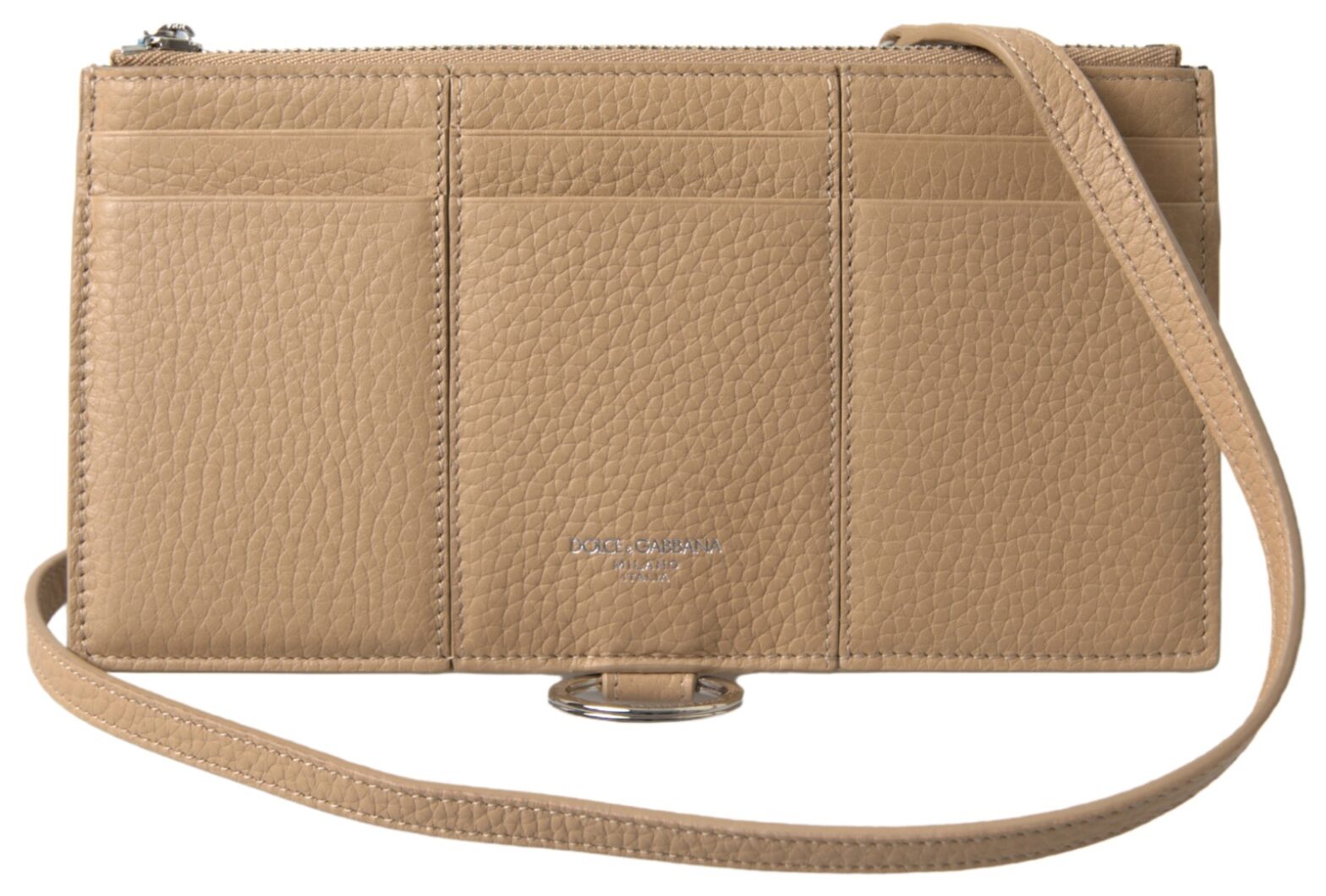 Dolce & Gabbana - Beige Leather Shoulder Cardholder Shoulder Strap Wallet