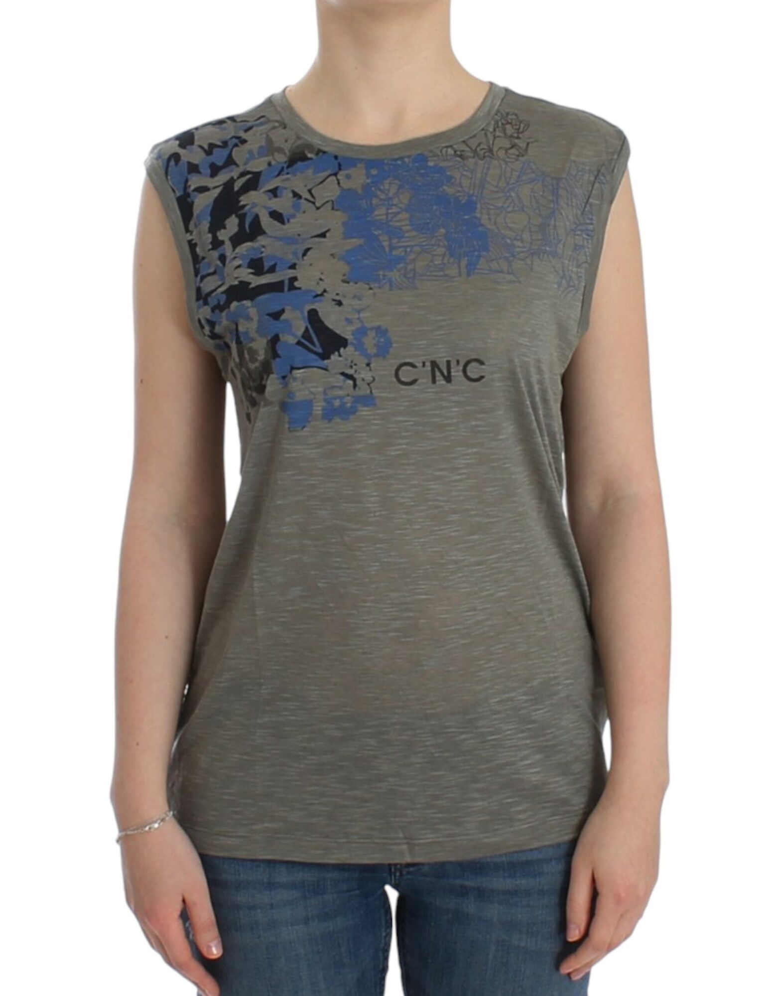 Costume National - Gray print sleeveless t-shirt