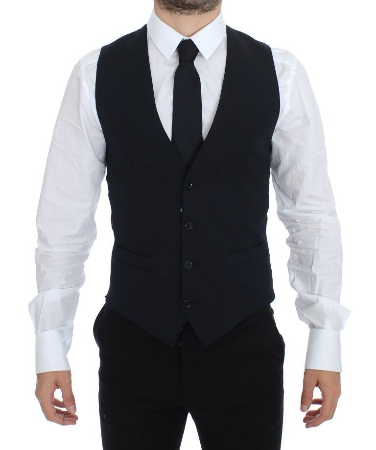 Dolce & Gabbana - Blue Wool Formal Dress Vest Gilet
