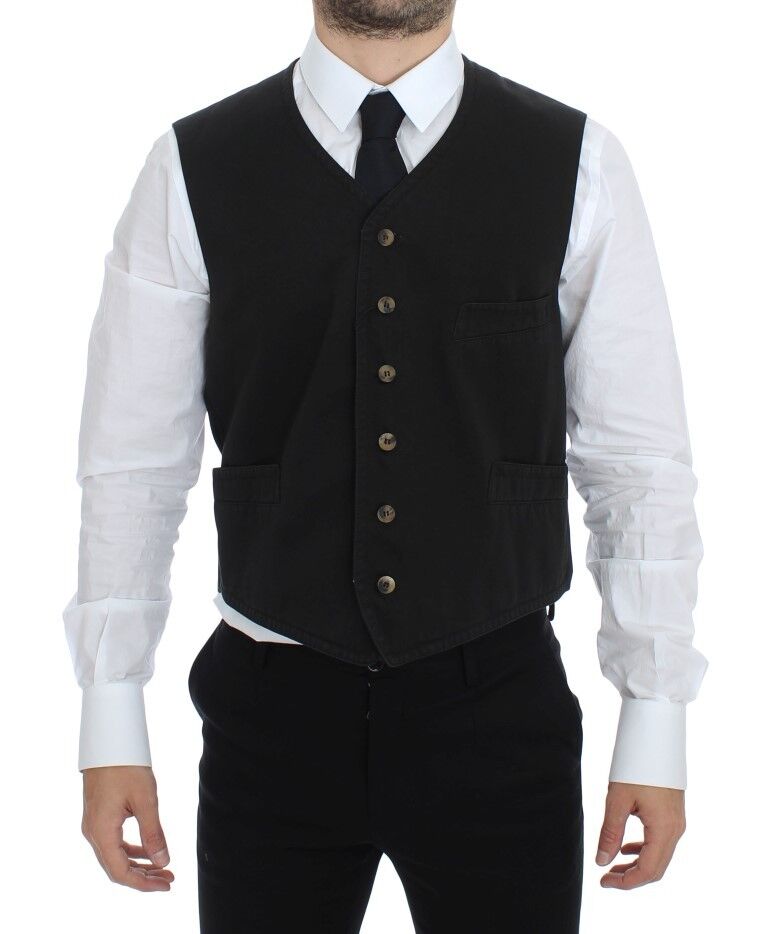 Dolce & Gabbana - Black Cotton Blend Dress Vest Gilet