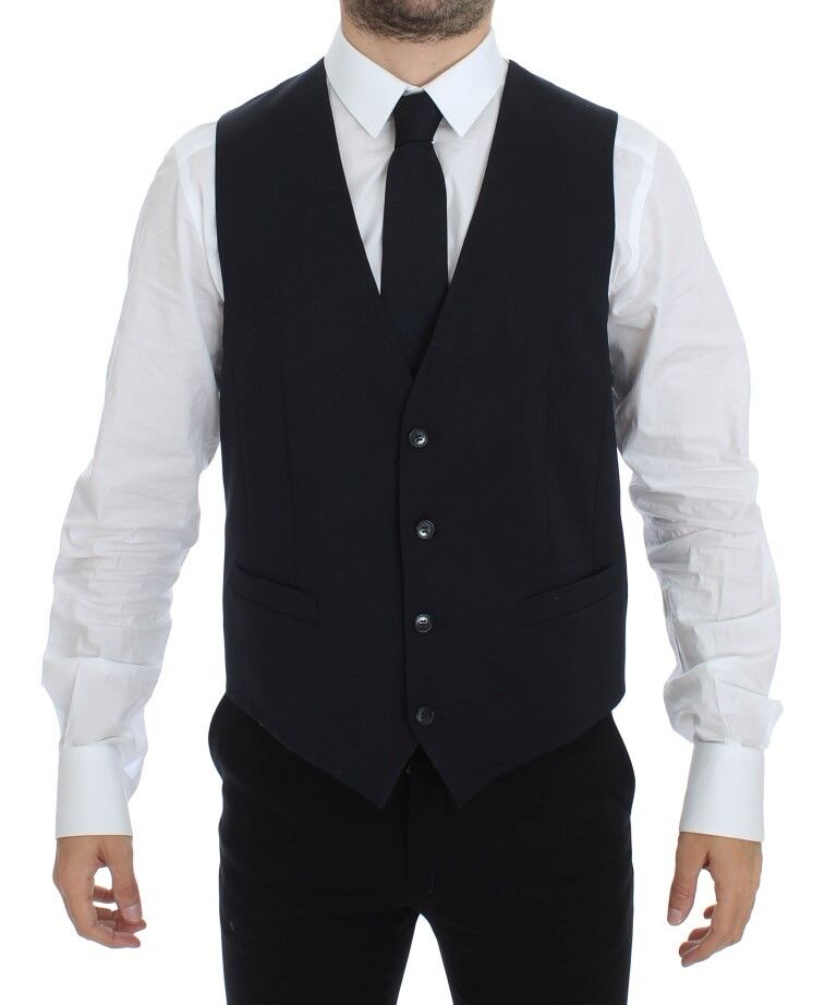 Dolce & Gabbana - Blue Cotton Stretch Dress Vest Blazer