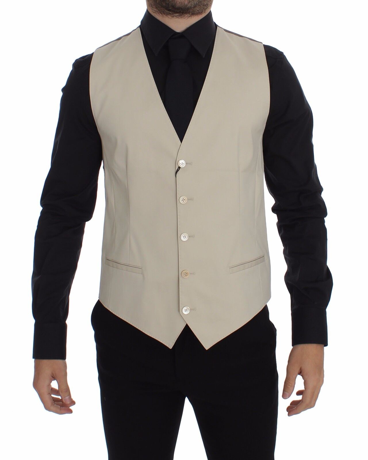 Dolce & Gabbana - Beige Cotton Stretch Dress Vest Blazer
