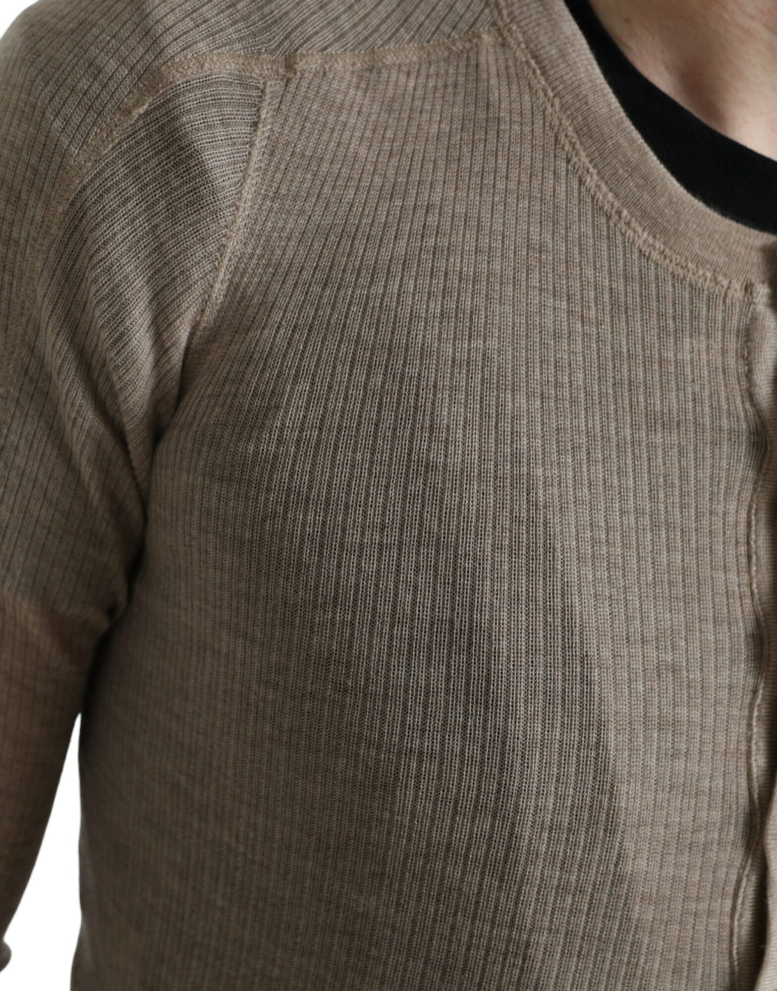 Dolce & Gabbana - Henley Pullover Beige Cashmere Sweater