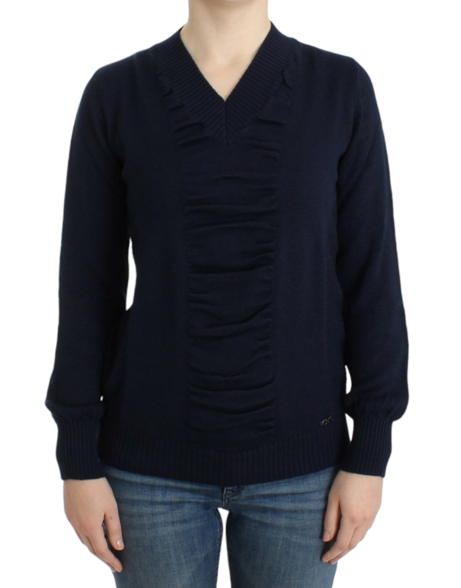 Costume National - Dark blue V-neck wool sweater