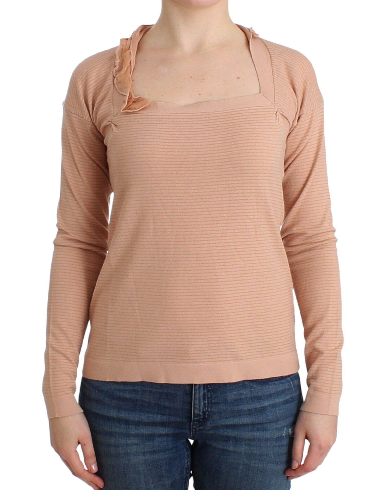 Ermanno Scervino - Orange Wool Blend Striped Long Sleeve Top
