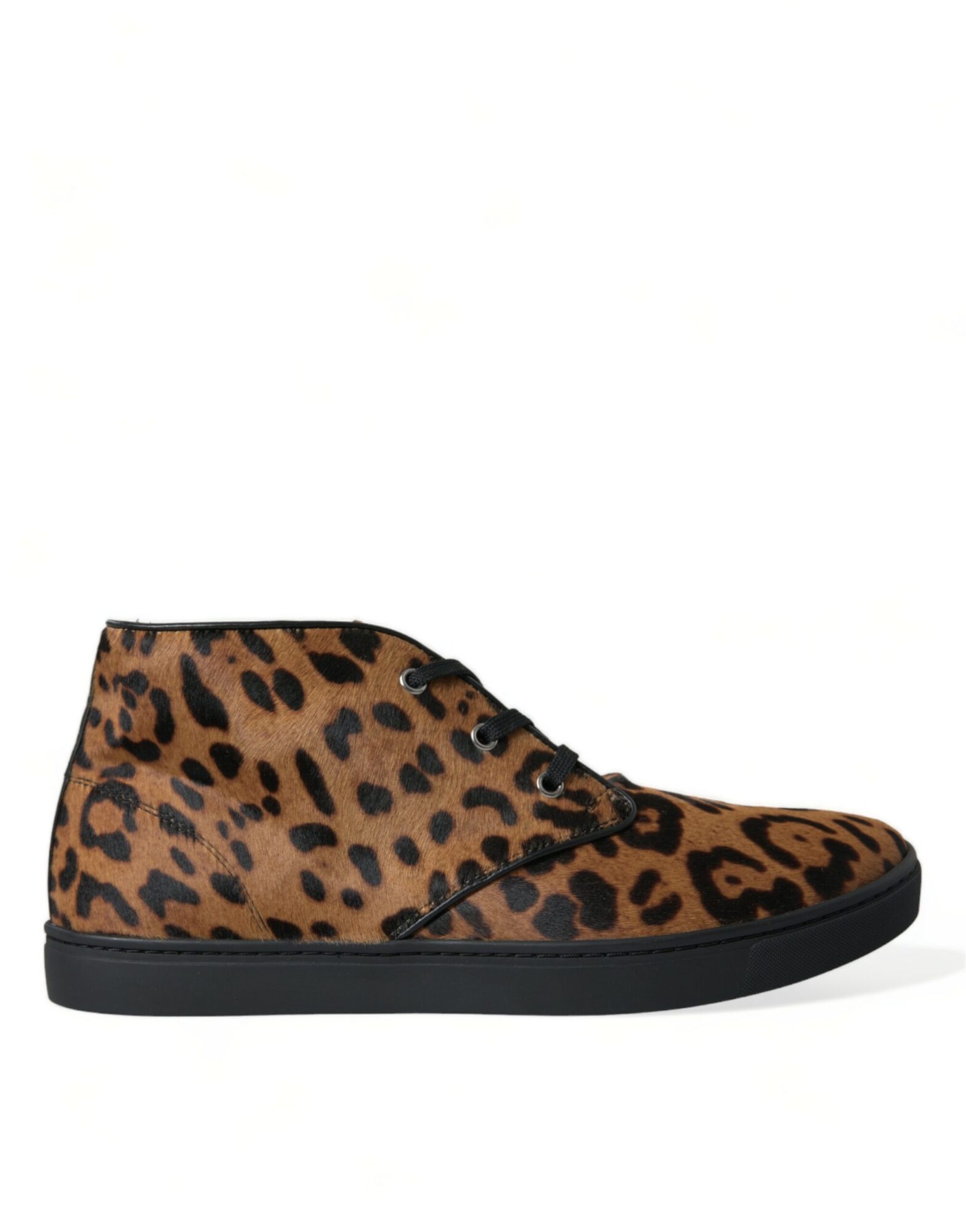 Dolce & Gabbana - Brown Leopard Pony Hair Leather Sneakers Shoes