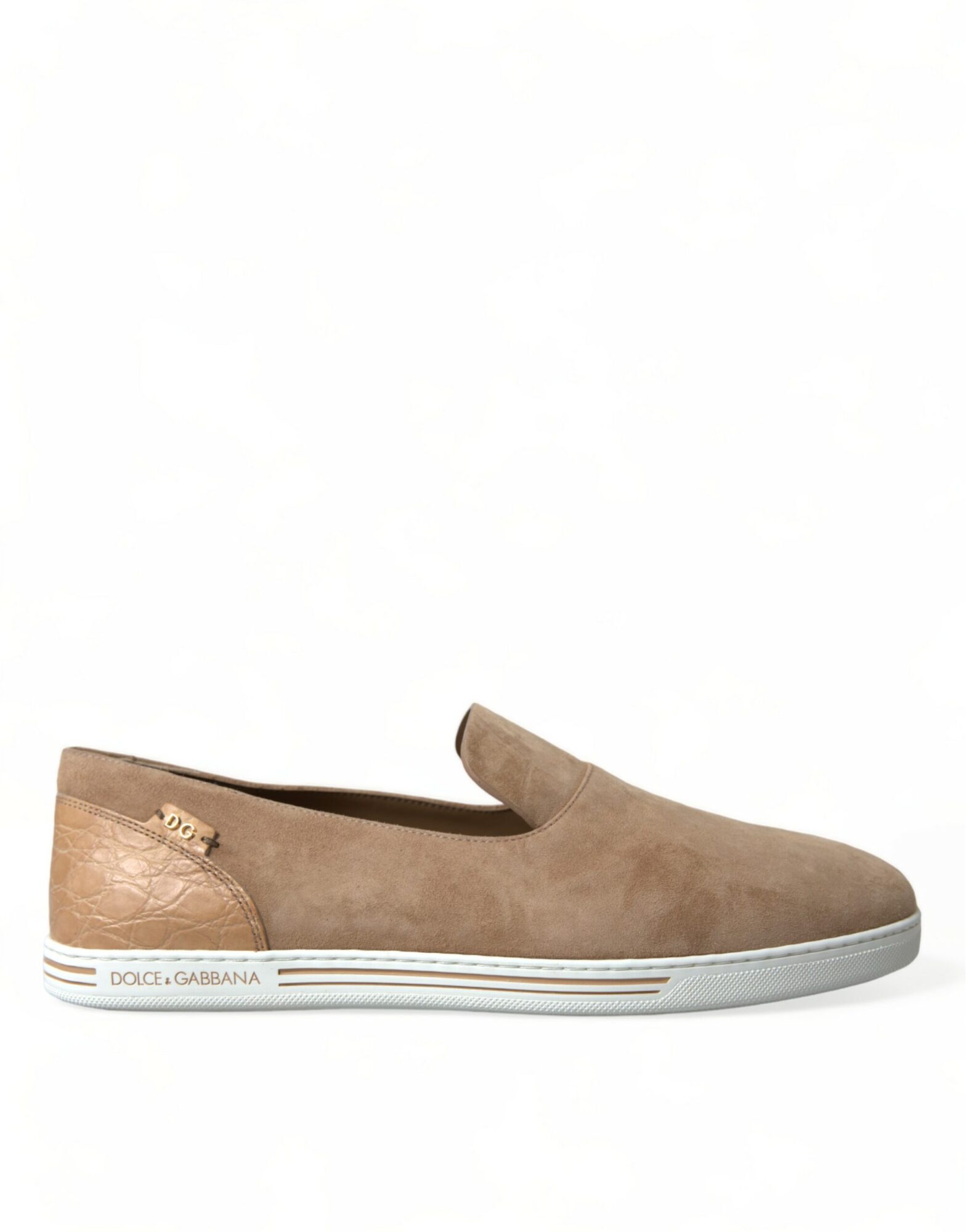 Dolce & Gabbana - Beige Suede Caiman Men Loafers Slippers Shoes