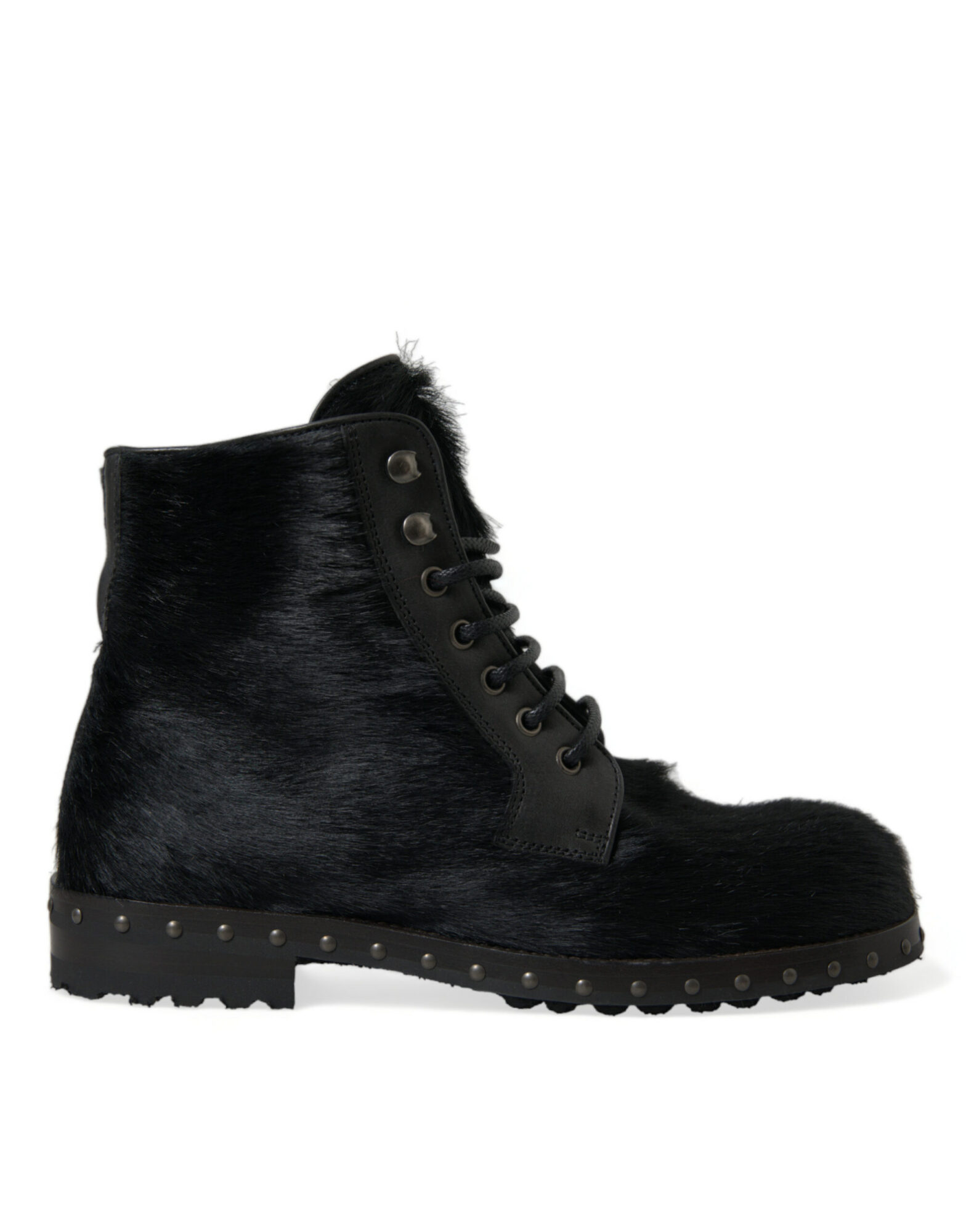 Dolce & Gabbana - Black Pony Style Leather Mid Calf Boots Shoes