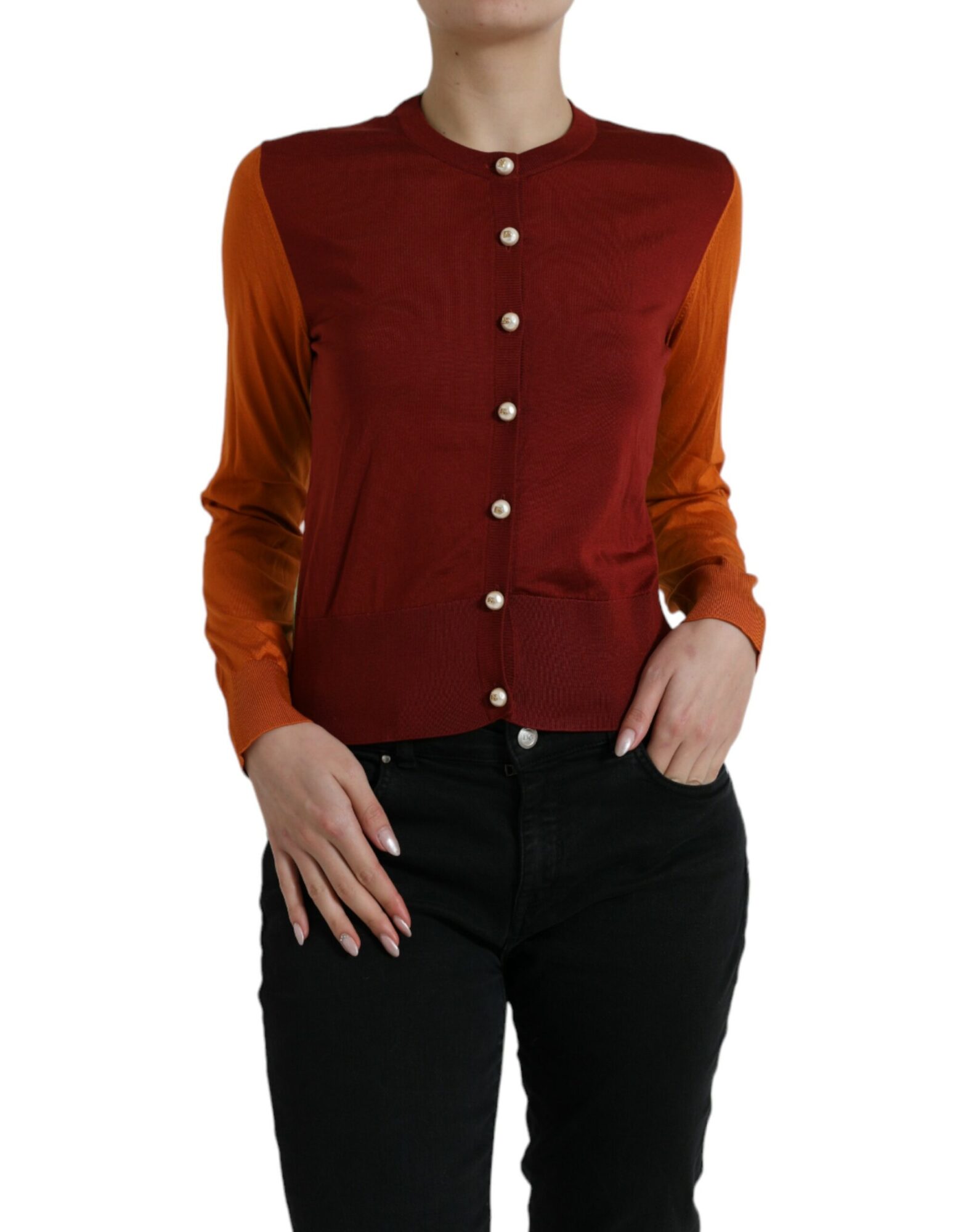 Dolce & Gabbana - Multicolor Silk Crewneck Cardigan Sweater