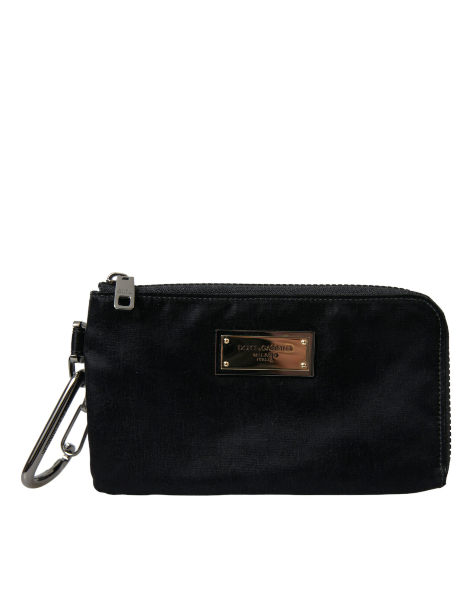 Dolce & Gabbana - Black Nylon Logo Plaque Keyring Pouch Clutch Bags