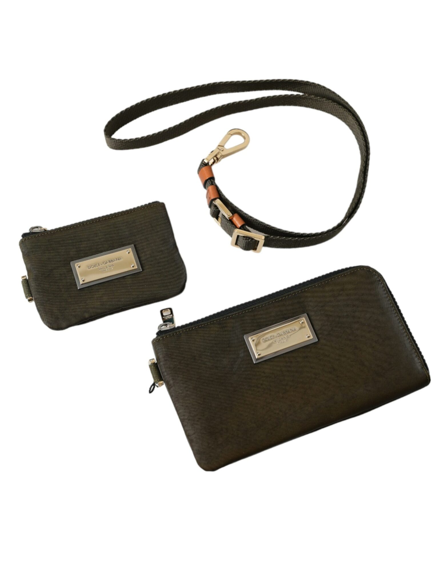 Dolce & Gabbana - Dark Green Nylon Logo Multifunctional Kit 2 Pcs Set Bags