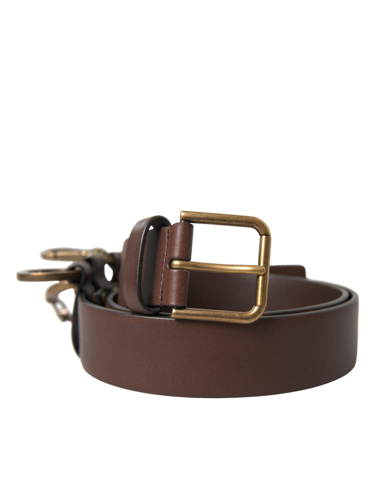 Dolce & Gabbana - Brown Calf Leather Gold Metal Buckle Belt