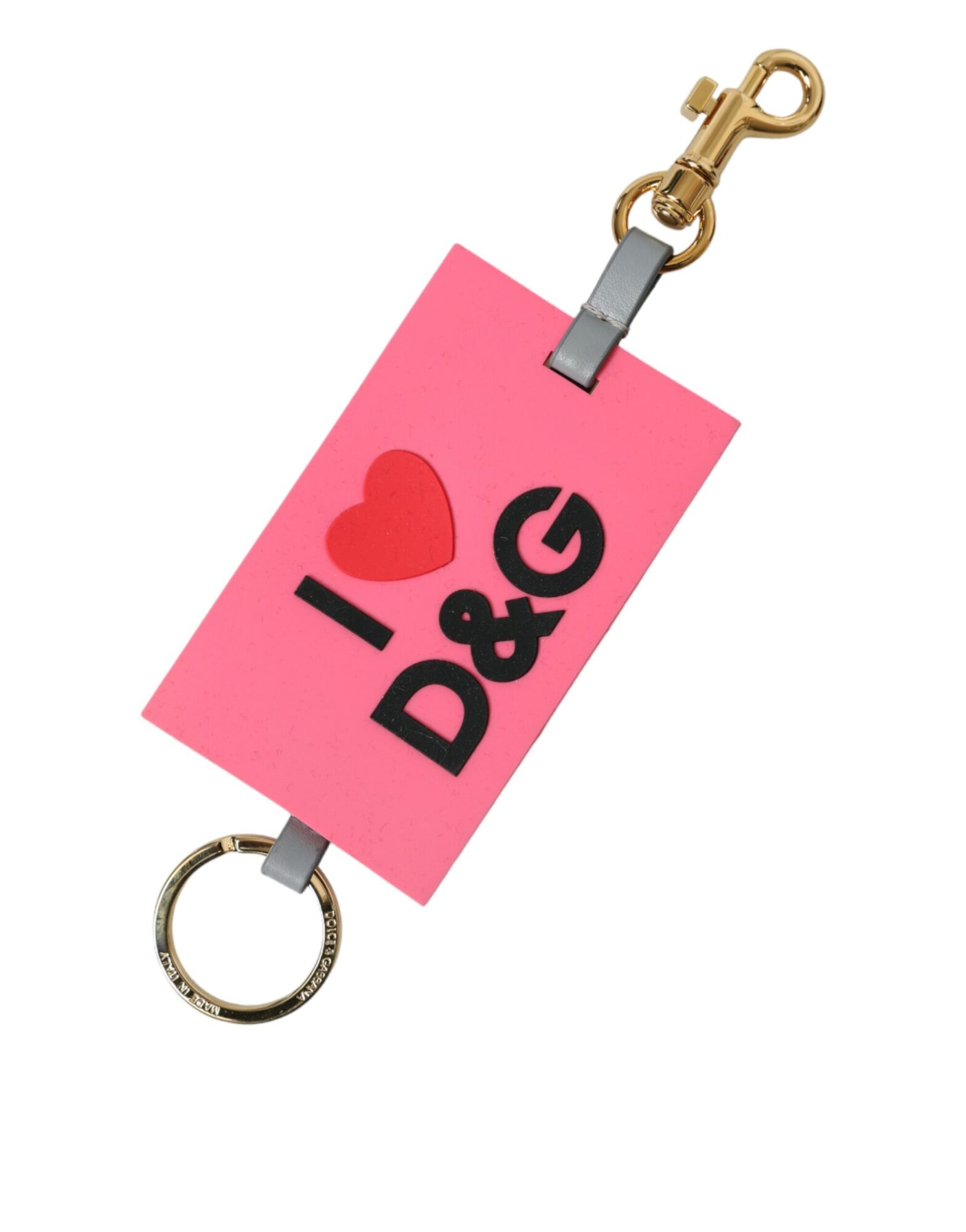 Dolce & Gabbana - Pink Silicone DG Logo Gold Brass Keychain
