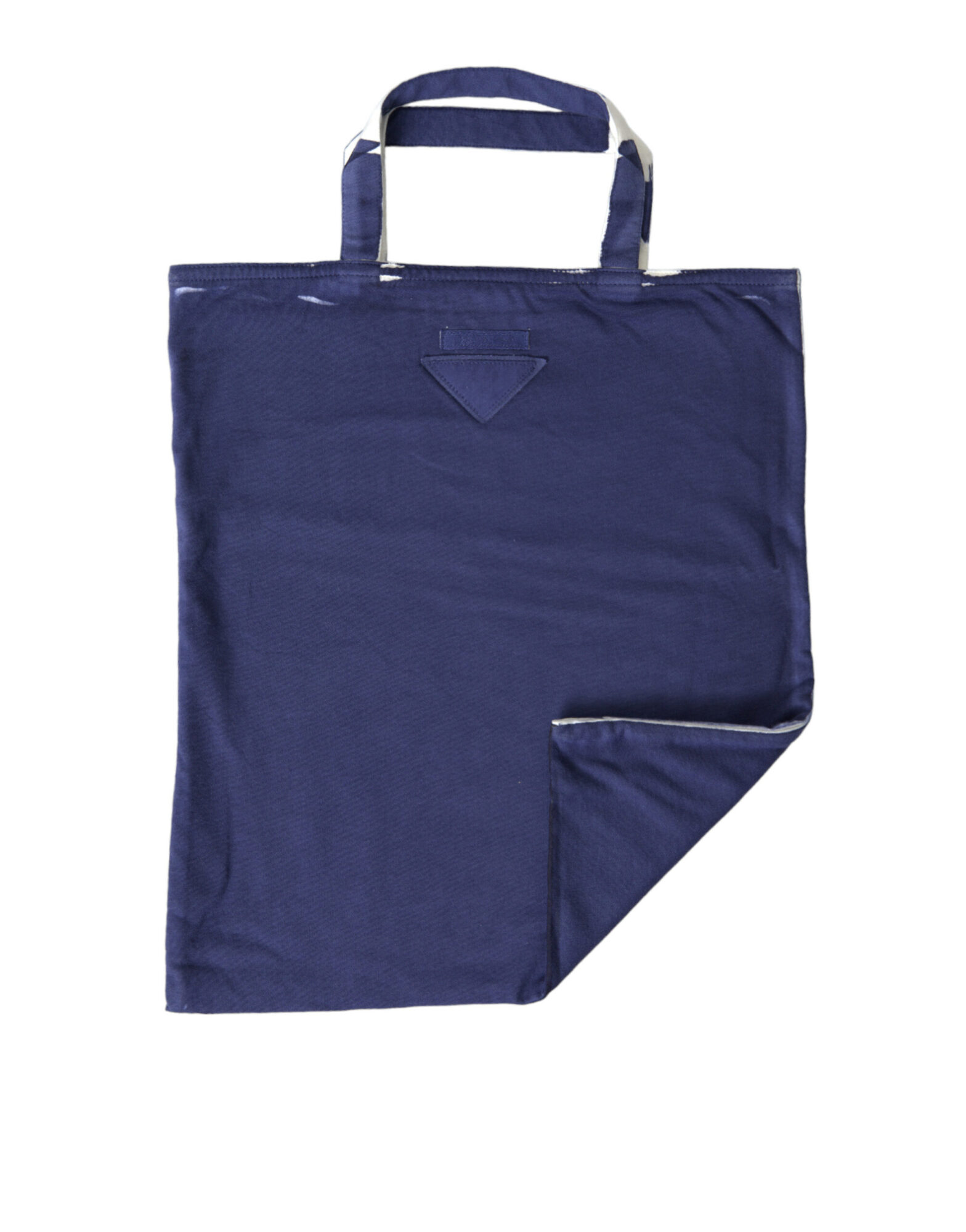 Prada - Blue Jersey Fabric Logo Shoulder Shopping Tote Shopping Bag