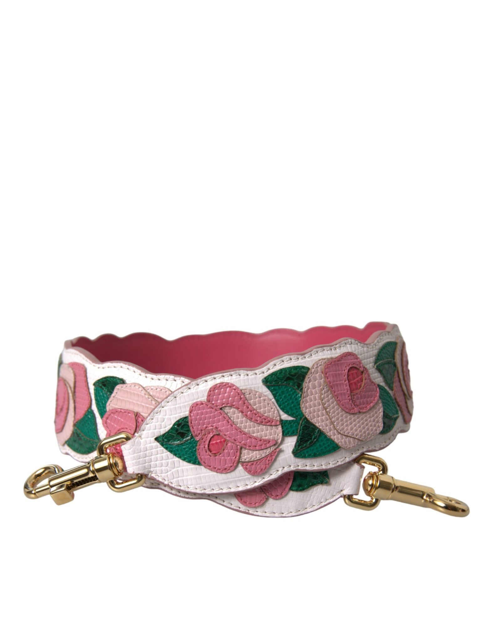 Dolce & Gabbana - White Floral Leather Accessory Shoulder Strap