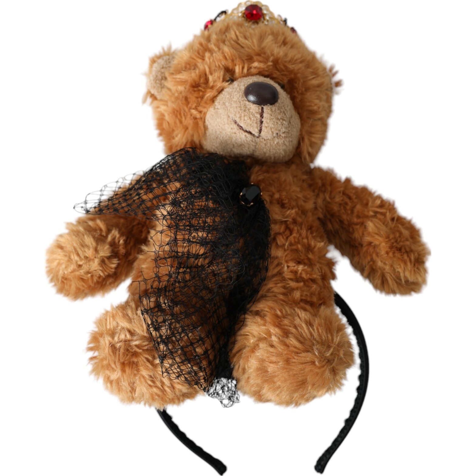 Dolce & Gabbana - Brown Teddy Bear Gold Crystal Crown Hair Band Diadem