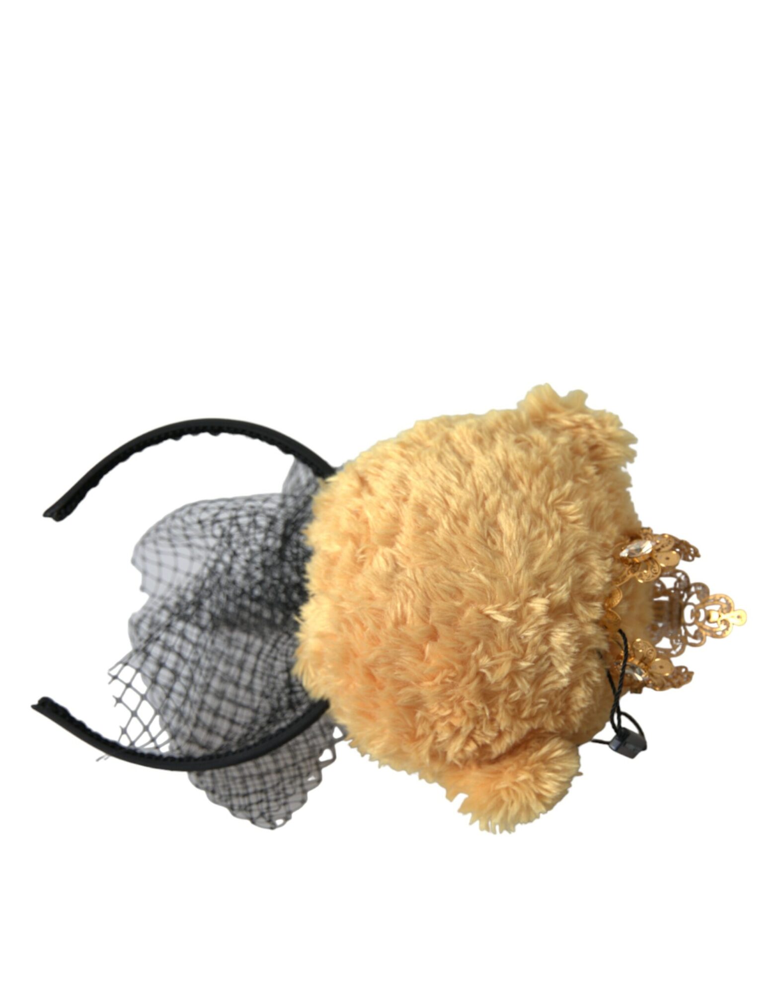 Dolce & Gabbana - Brown Teddy Bear Gold Crystal Crown Hair Band Diadem